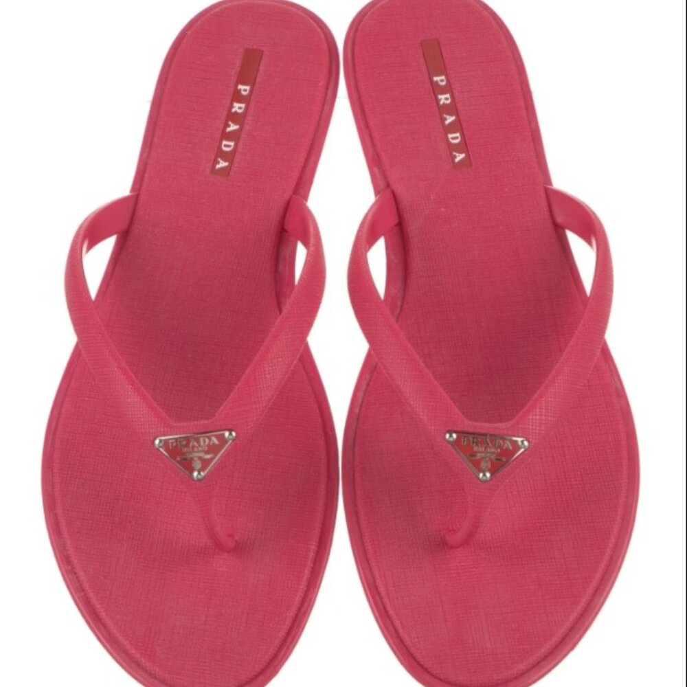 Prada Sport Pink Saffiano Flip Flop Sandals